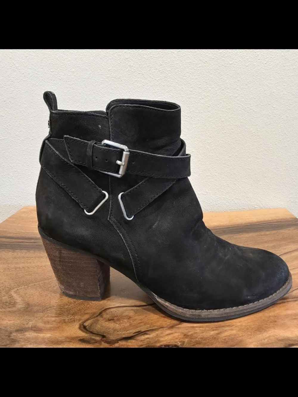 Sam Edelman Morris Black Suede Buckled Booties
